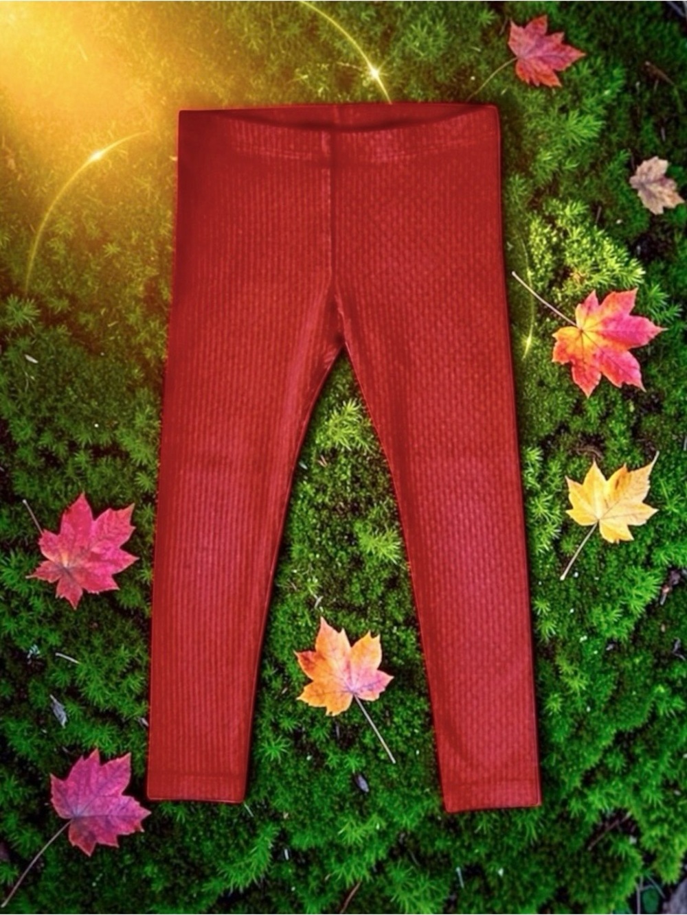 Tea Collection Girls Leggings Warm Red Ribbed Size 5 EUC